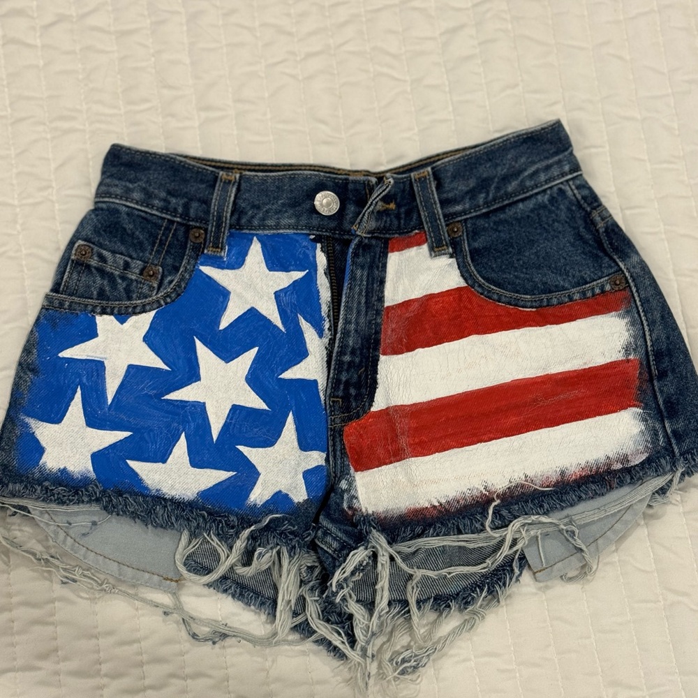 Levi's American Flag Painted Jean Shorts